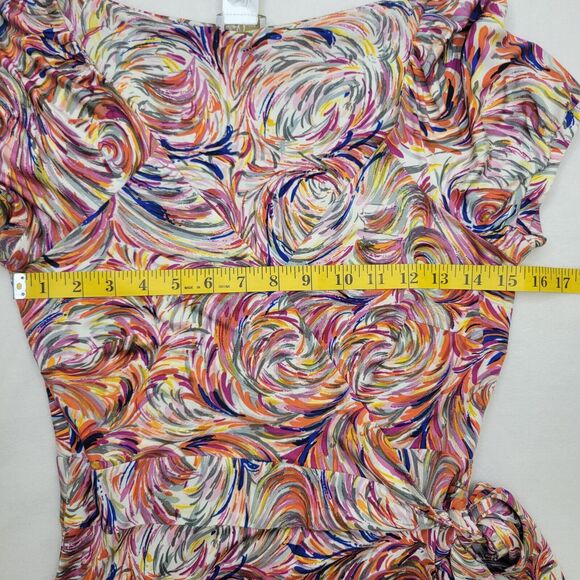 COLLETTE DINNIGAN Wrap 100% Silk Wrap Dress Size Small Abstract Print Artsy - Picture 5 of 14